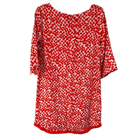 Gap Dress Three Quarter Sleeve Mini Shift Dress Back Zip Print Red Dot Size XS - Picture 4 of 6
